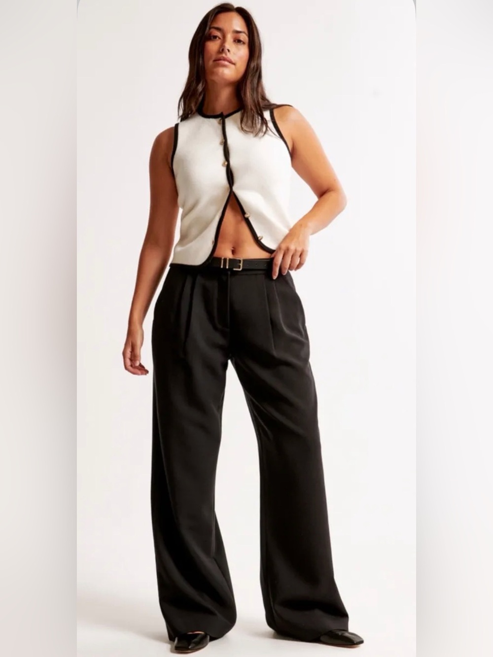 Abercrombie & Fitch Low Rise Sloane Curve Love Wide Leg Pants in Black